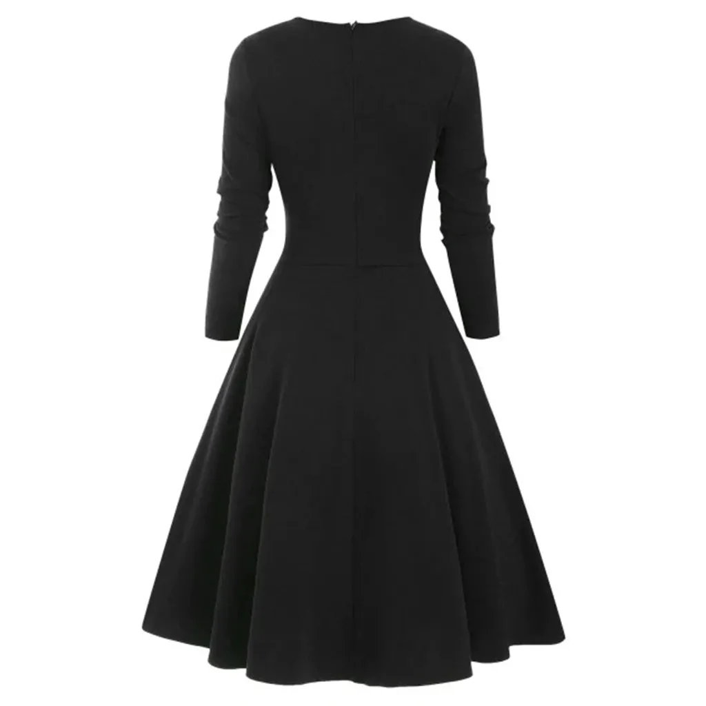 Зимнее женское клетчатое платье пуловер с длинными рукавами и вышивкой бантом