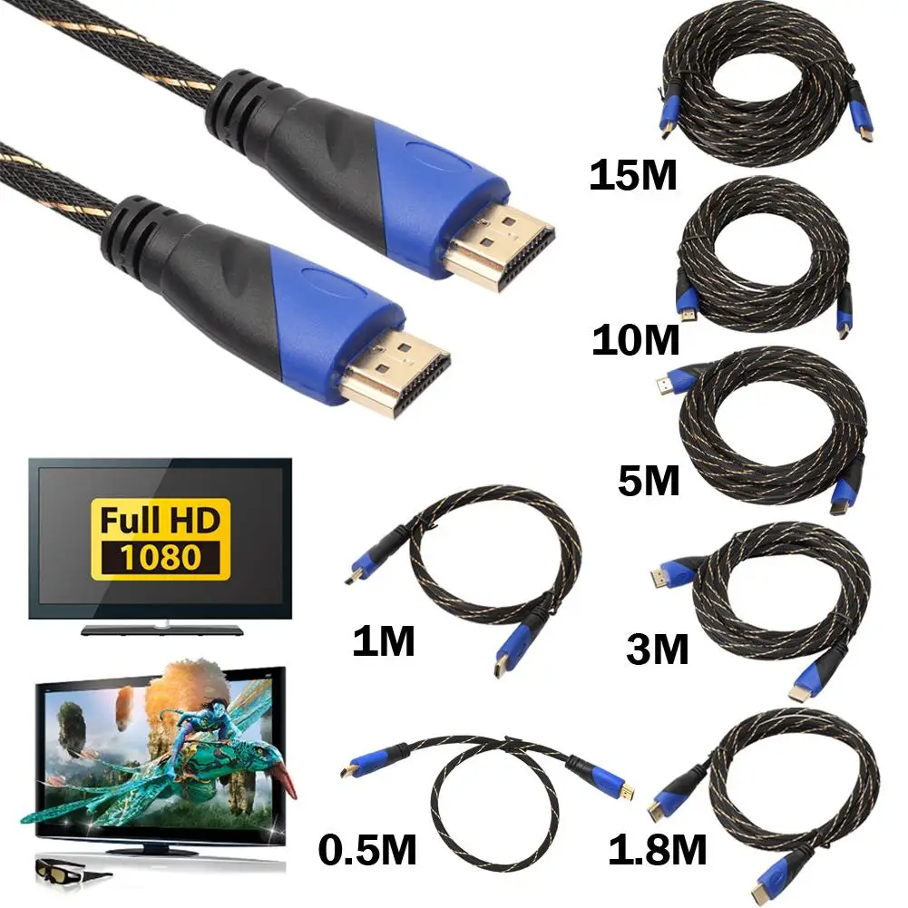 ALLOYSEED 10 м/15 метров Новый Плетеный HDMI-совместимый кабель позолоченное соединение
