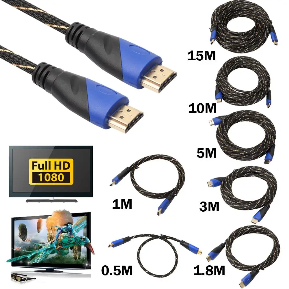 HD V1.4 3D HDMI Kabel 15m High Speed geflochten AV 
