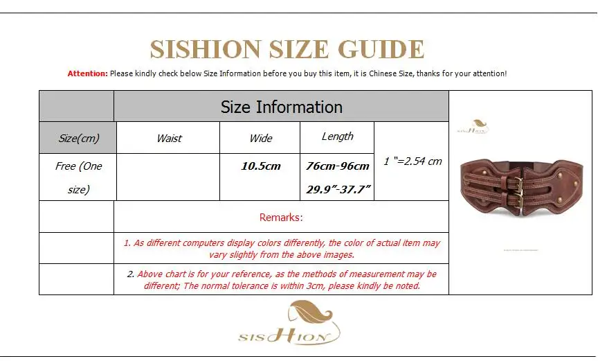 SISHION Новая Мода Crazy horse faxu кожа с двойной пряжкой эластичный широкий пояс с пряжкой Женское пальто пояс с украшением SP0774