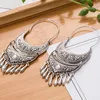 Indian jewelry Ethnic silver color metal tassel pendant earrings for women Bohemian moon shaped flower totem drop earring gifts ► Photo 3/6