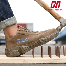 Мужская защитная обувь из коровьей замши со стальным носком; дышащая рабочая обувь; Мужская защитная обувь; большие размеры 37-46; MB271