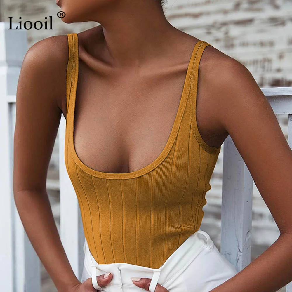 Liooil, черный, белый цвет, без бретелек, обтягивающее боди, для женщин, Сексуальная Клубная Мода, v-образный вырез, открытая спина, бодикон, вечерние, женские боди, комбинезоны - Цвет: Цвет: желтый