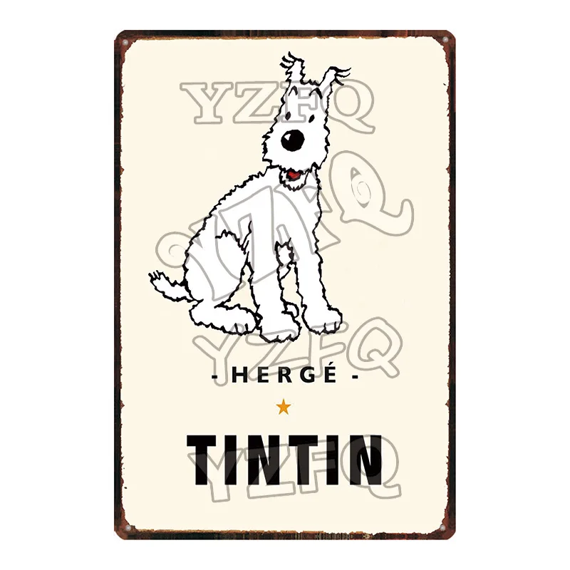 DU-5244 Tintin мультфильм жестяная вывеска металлическая тарелка потертый шик железная живопись детская комната настенный бар домашнее искусство Ремесло Декор 30X20 см DU-5237A - Цвет: DU-5244