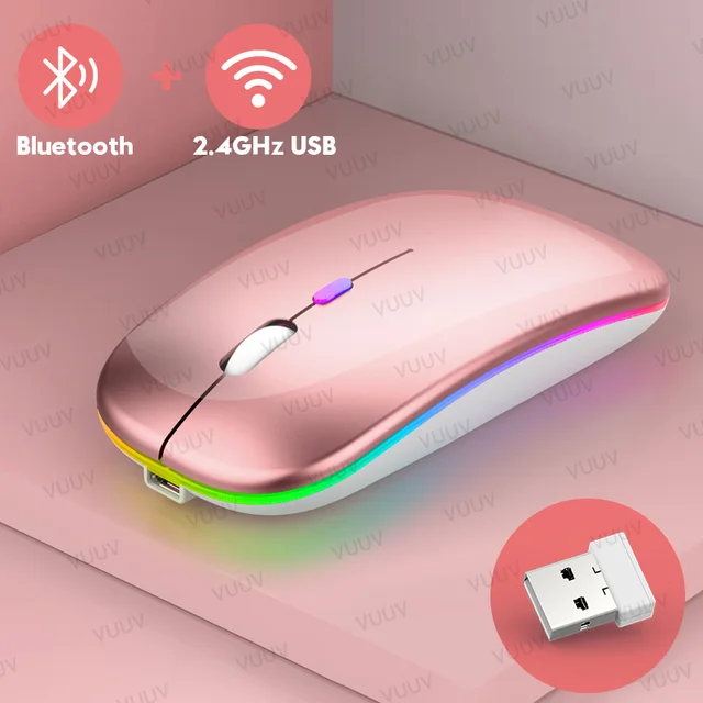 Mouse sem fio bluetooth backlight ergonômico e recarregável- Vuuv