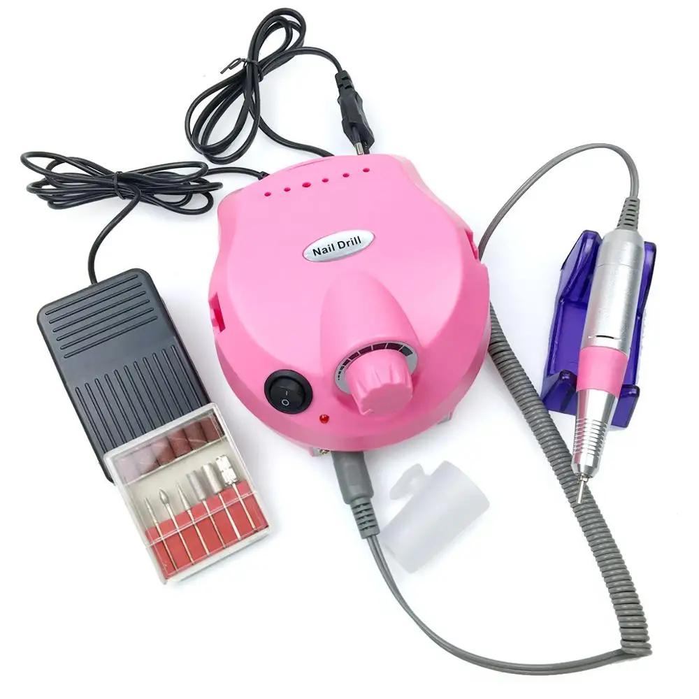 RainSolid Электрический Фрезер для ногтей, сверлильный станок набор для маникюра и педикюра, жидкость для снятия Набор пластырей для полировки ногтей шлифовальные ленты для гель-лака - Цвет: 25000rpm-pink