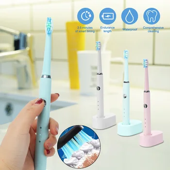 

Ultrasonic Automatic Electric Toothbrush Induction Charging Rechargeable IPX7 waterproof Electric Whitening Teeth Brush