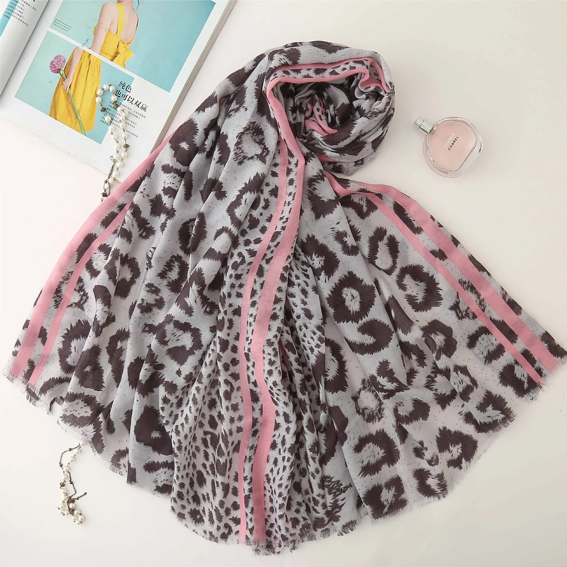 

2019 Newest Women Leopard pattern Cotton Scarf 6Colors 10pcs/lot