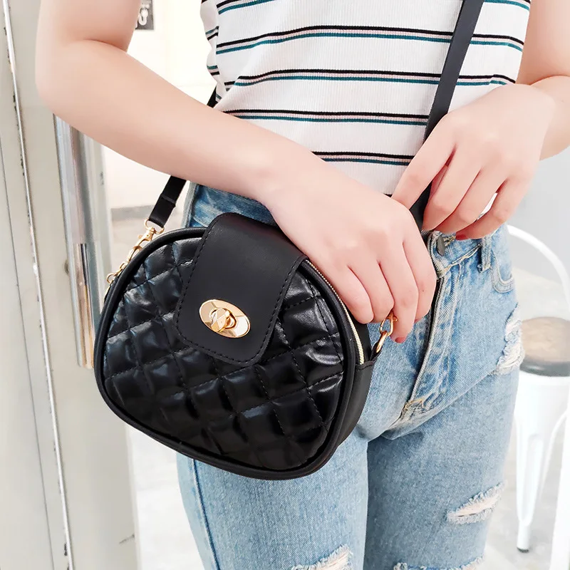 

HUGWISER Diamond Grid Chain Fashion Popular Lady Shoulder Messenger Bags For Mobile Phone Paper Towel Money Coins Cards