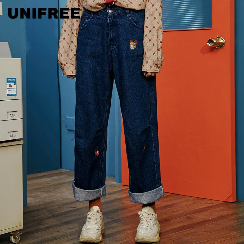 Женские прямые свободные джинсы Schucker и beta с именем unifree новинка 2019 облегающие