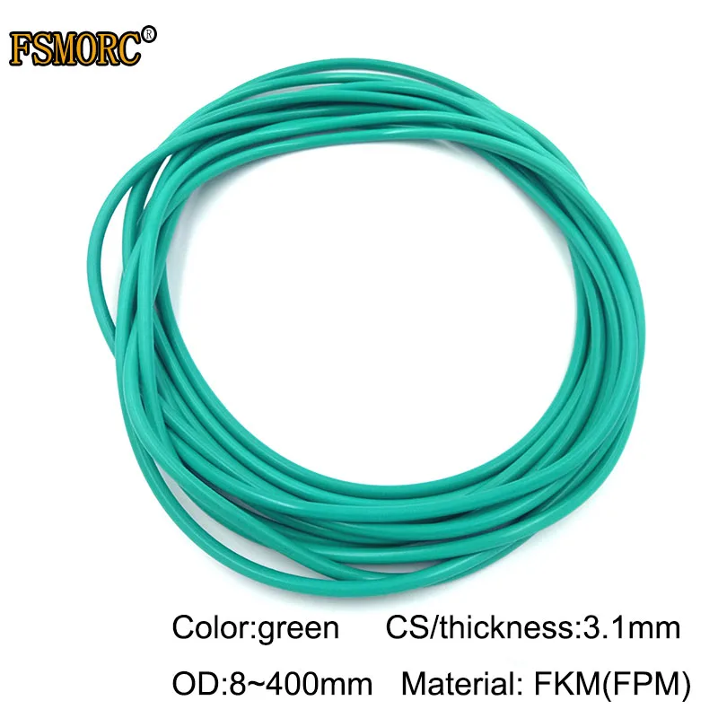 Зеленые уплотнительные кольца FKM OD8mm~ 400 мм* 3,1 мм толщина/CS маслостойкая кислота и щелочестойкая уплотнительная прокладка FPM уплотнительное кольцо