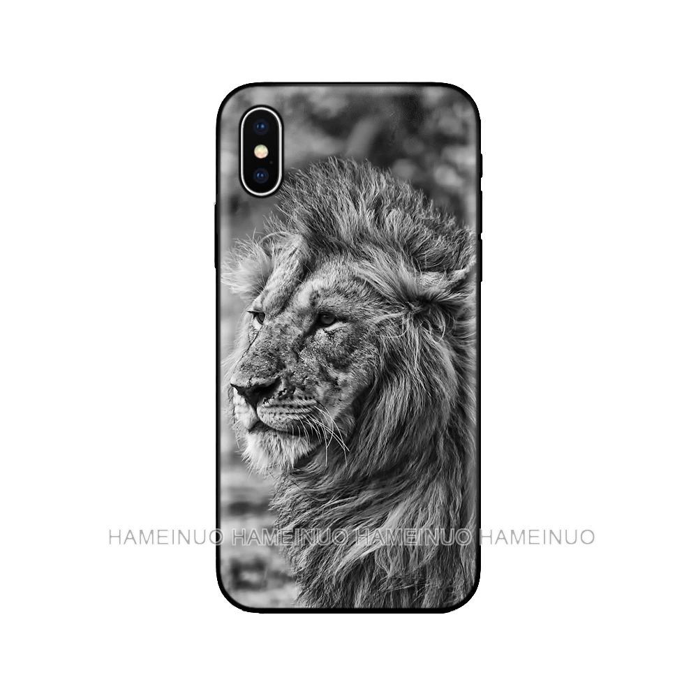 Черный чехол ТПУ для iphone 5 5s se 6 6s 7 8 plus x 10 чехол силиконовый чехол для iphone XR XS 11 pro MAX чехол Большой Лев животное - Цвет: 40018