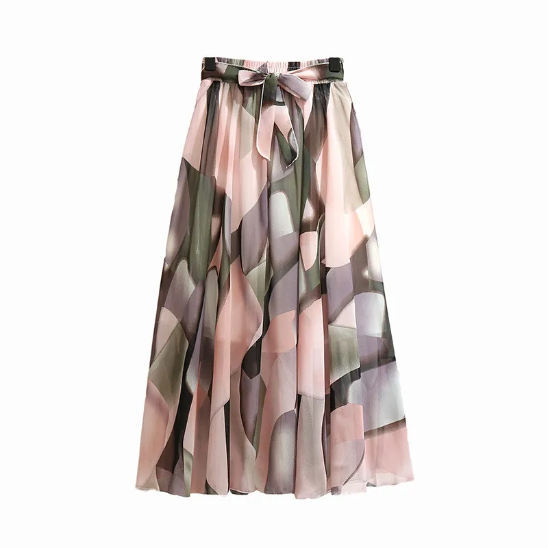 TFETTERS 22 Color Chiffon Floral Long Skirt Spring/summer 2020 New Bohemian Skirt Long High Waist Beach Skirt Womens Clothing