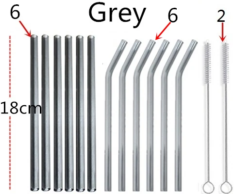 12 grey 2brush 1 2 шт синие согнутые Соломинки+ 2 шт Чистящая Щетка прозрачный согнутый 18 см "х 8 мм-идеальная многоразовая соломинка для смузи, чая, сока - Цвет: 12 grey 2brush
