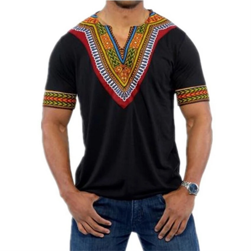 6 видов цветов 2019 модная летняя мужская одежда в африканском стиле африканская Дашики Платье с принтом богатый Базен Повседневная футболка