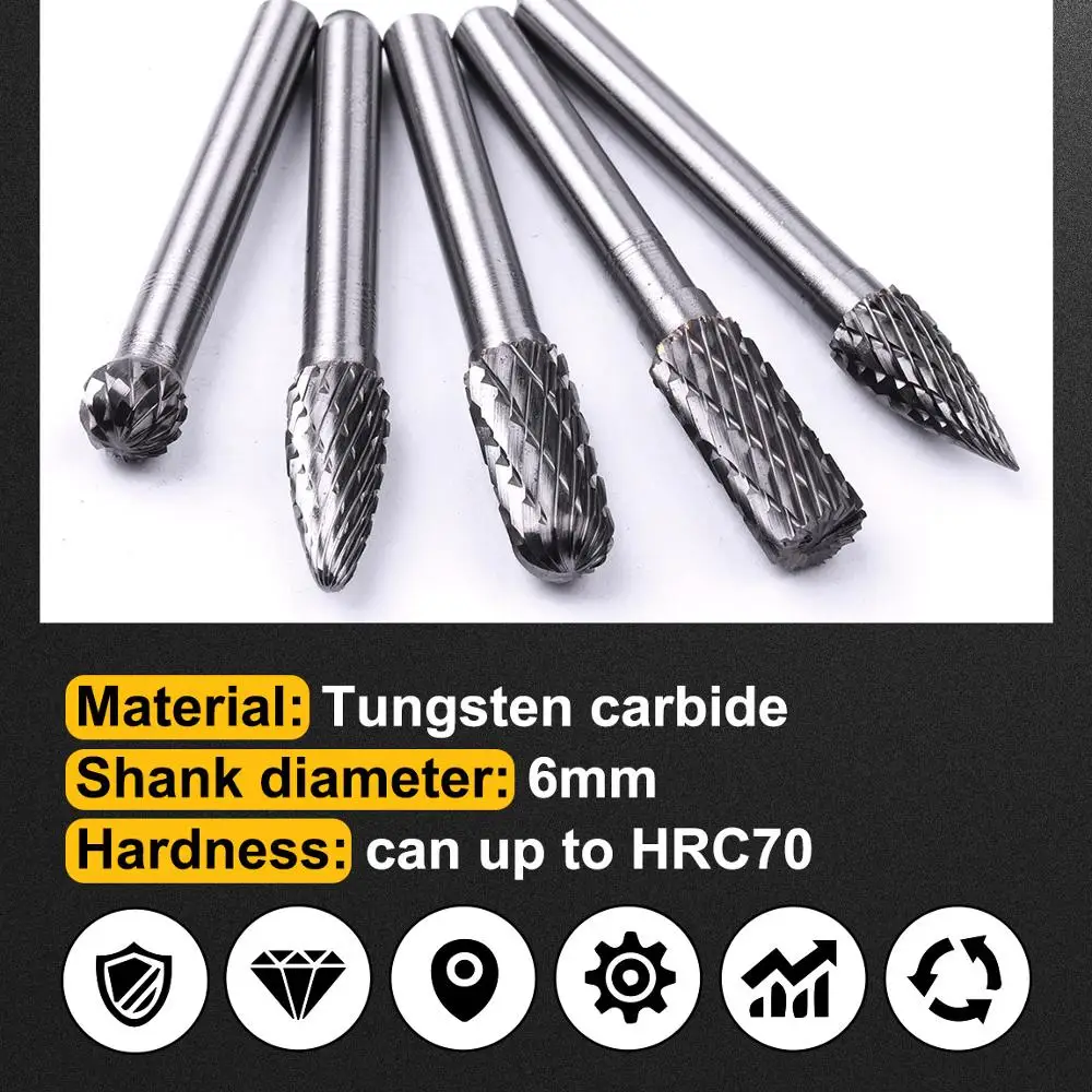 5 Pcs//Set New Dental Tungsten Carbide Burr Rotary Point Burs Cutter File Engrave