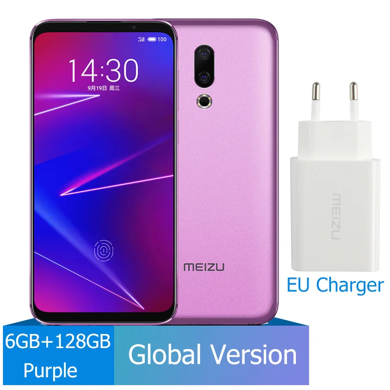 128GB Purple Глобальная версия Meizu 16, 16X6 ГБ, 64 ГБ, 128 ГБ, Восьмиядерный процессор Snapdragon 710, 6,0 дюймов, 2160x1080 P, фронтальная камера 20 МП, двойная камера заднего вида, аккумулятор 3100 мАч - Цвет: 128GB Purple