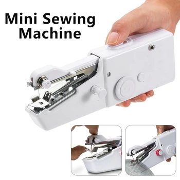 

1pc Mini Portable Handheld Sewing Machines Stitch Sew Needlework Cordless Clothes Fabrics Electric Sewing Machine Stitch Set