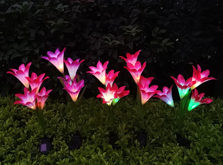 Светодиодный светильник на солнечной батарее, аксессуары для сада, пейзаж, проволока, рождественский цветок лилии, светильник s Park, вилла, декоративные лампы
