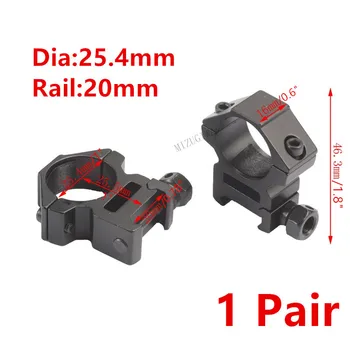 

1 pair MIZUGIWA Scope Mount 25.4mm 1" Ring 20mm Rail Dovetail Mount fit Laser Light Scope Low Profile Pistol Adapter Hunting