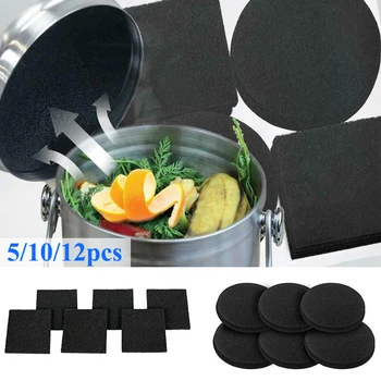

5/10/12PCS Activated Carbon Filter Pad Sponge Impregnated Sheet Kitchen Tool Environmentally Friendly Charcoal Sponge Filter Pad