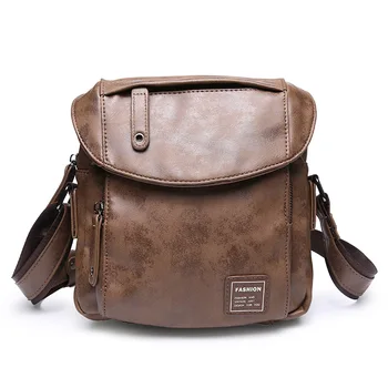 

Japanese retro PU satchel imitation leather single-shoulder zipper backpack travel satchel