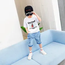 Джинсовые шорты для мальчиков летние тонкие рабочие джинсы-капри детские шорты в Корейском стиле в западном стиле стиль для больших мальчиков