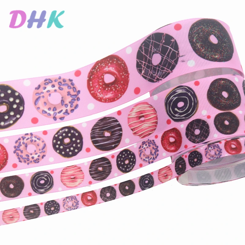 DHK 4 размера на выбор 50 ярдов кекс Печатный Grosgrain ленточный аксессуар бант для