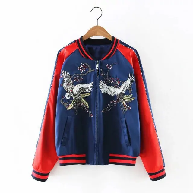 

2016 Western Style Spring And Summer WOMEN'S Dress New Style Crane Peach Embroidered Jacket Catwalk Models Baseball Uniform outs