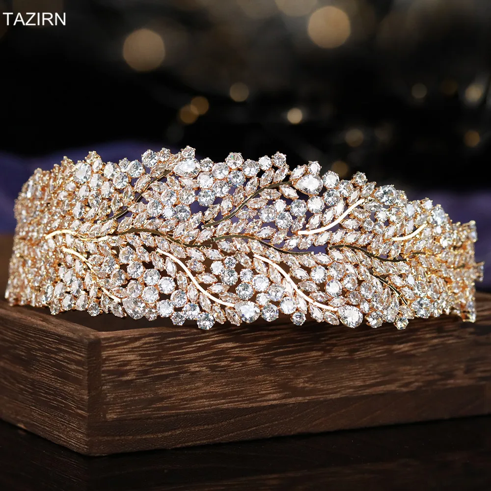 3A+ Cubic Zirconia Sweet 16 Princess Headbands CZ Wedding Bridal Tiaras Zircon Party Hair Jewelry Accessories Pageant Headpieces