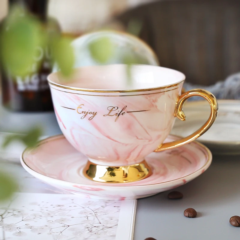 Европейский кофейный набор Золотая костяная фарфоровая мраморная