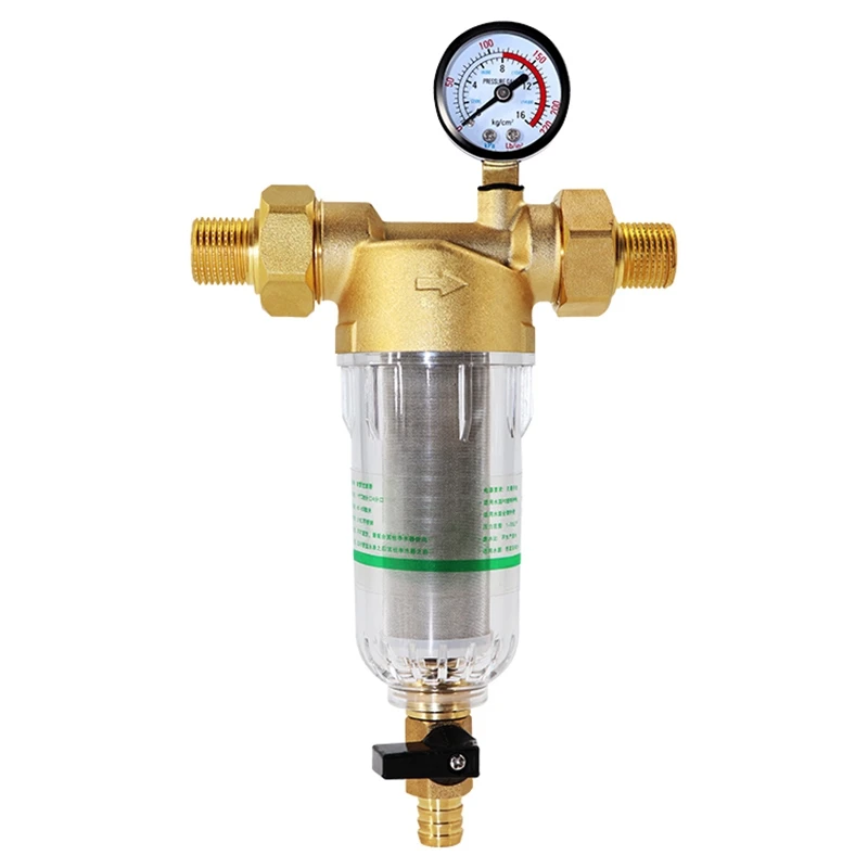 

Water Pre Filter System 2/5 Inch&1 Inch Brass Mesh Prefilter Purifier W/ Reducer Adapter&Gauge