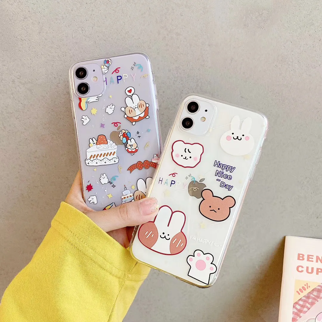 INS Korea cute birthday party cake balloon bear phone case for iPhone 11 pro MAX Xs Xr X 7 8 plus soft TPU back cover | Мобильные