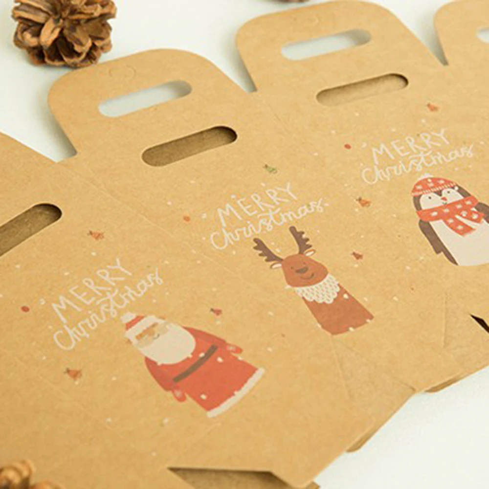 Рождественская Подарочная коробка DIY Декор упаковочная сумка рождественское яблоко для конфет и печенья настоящий мешок Санта-Клаус узор Ретро Крафт бумажная сумка для покупок