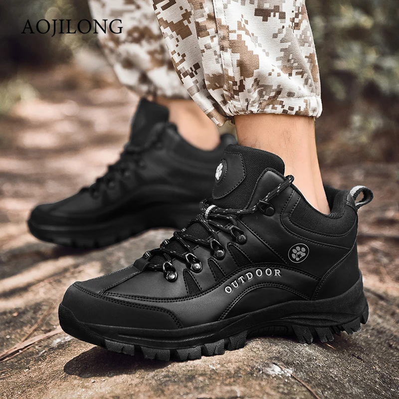 

AOJILONG New Classics Style Men Hiking Shoes Outdoor Walking Trekking Lace Up Men Sneakers Antiskid Climbing Men Shoes