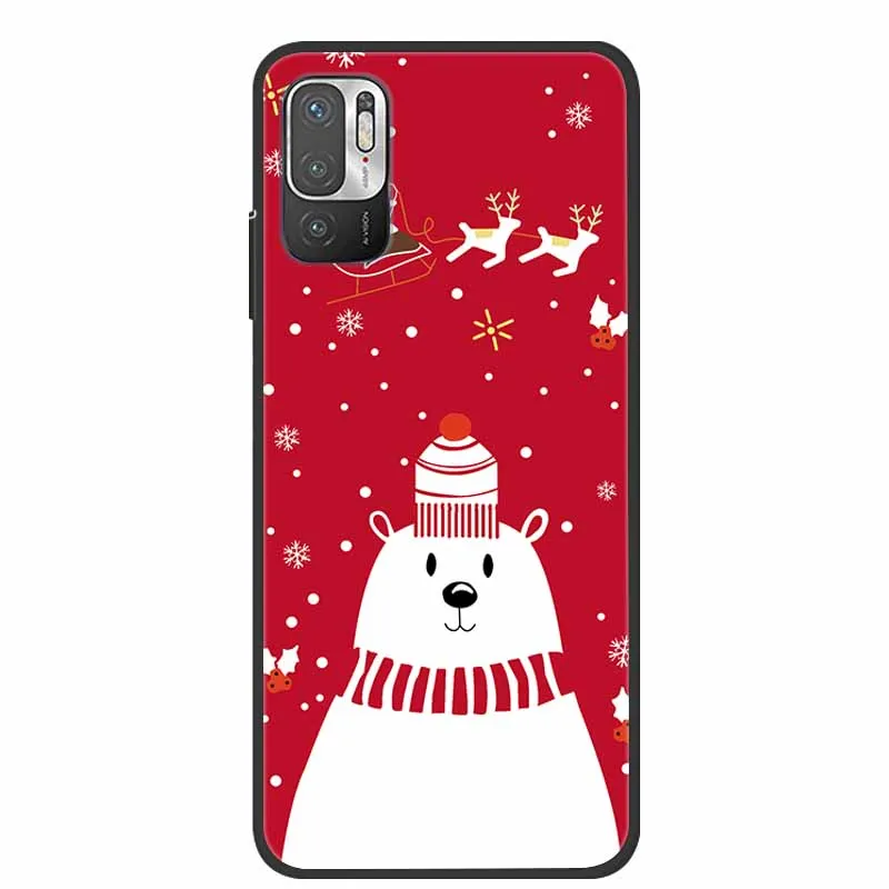 Yoedge Natale Cover compatibile con Xiaomi Mi 10T / 10T Pro 5G / Redmi K30S 6,67, Custodia in Silicone Ultra Sottile Rosso con Cartoon Natalizie Disegni, Morbida Antiurto Protettiva Case, Cartoon 2