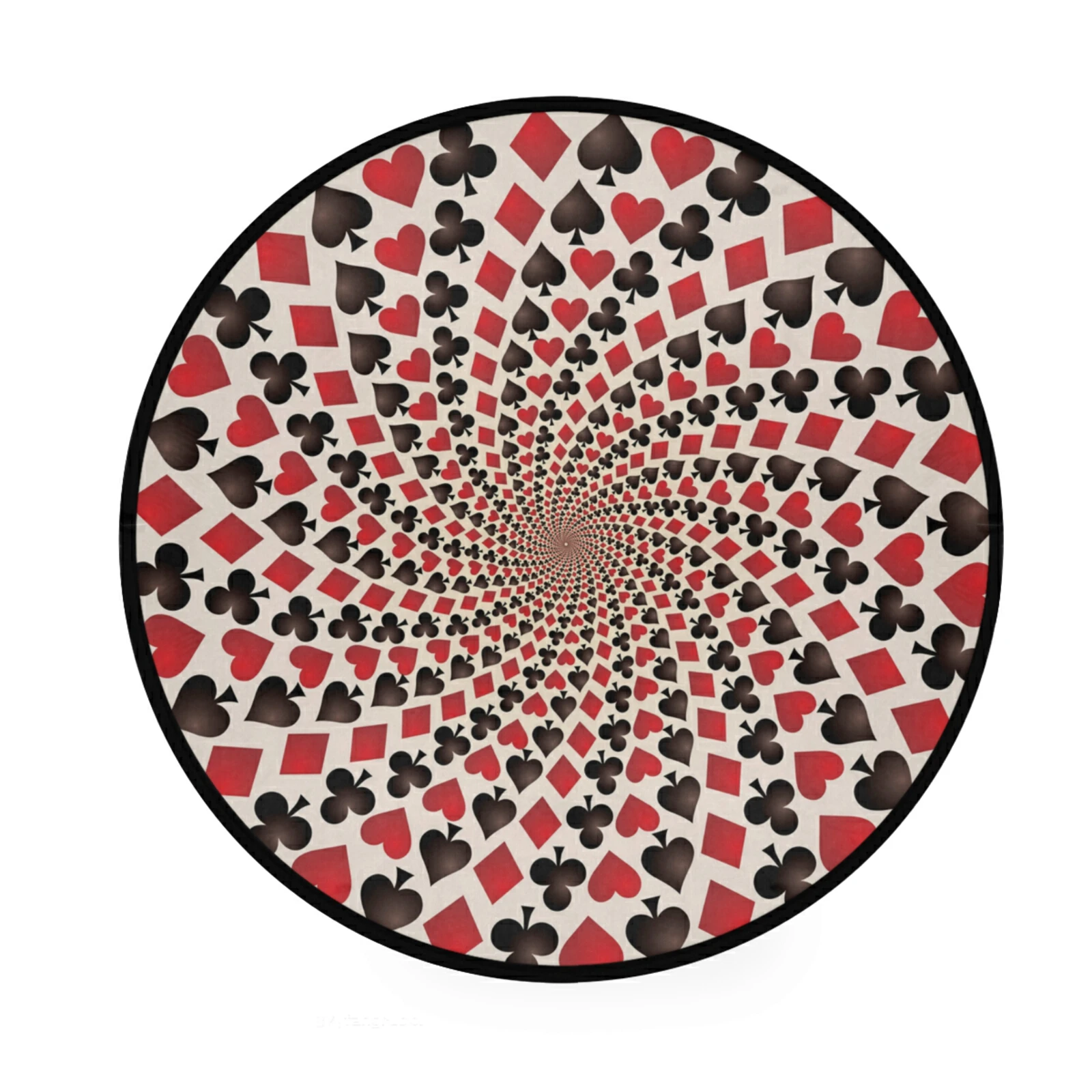 

Round Carpet Poker Playing Card Abstract Illusion Design Doormat Area Rug High Quality Anti-Slip Home Decoration Modern Mat