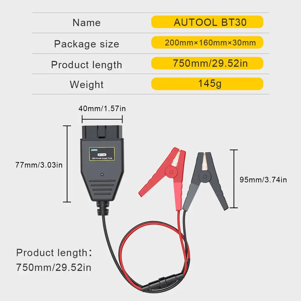 Автомобильный разъем OBD2 AUTOOL BT30 ECU для экономии батареи устройства запоминания