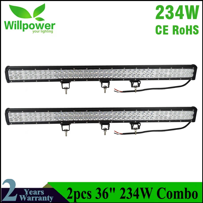 2pcs no wire 234 Вт, 12 В, светодиодный светильник для вождения, 36 дюймов, светодиодный светильник, комбинированный луч, светодиодный светильник, бар, IP67Car, багажник на крышу, светильник, бар для Jeep 4x4 UAZ - Цвет: 2pcs no wire