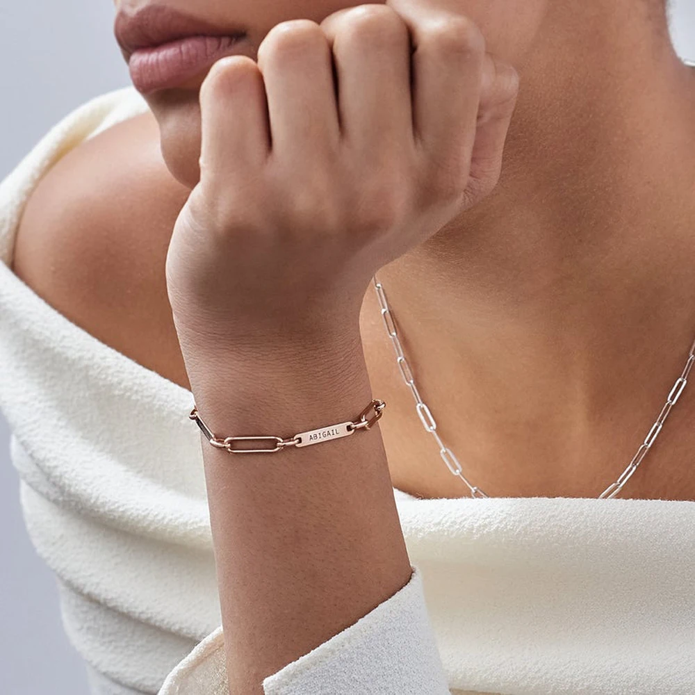 Men And Women Personalized Stainless Steel Bracelet Customization 1-3 Nameplate Rectangular Chain Fashion Punk Jewelry | Украшения и