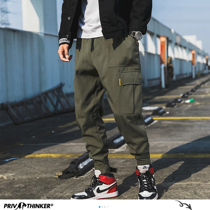 Мужские брюки карго Privathinker черные джоггеры с большими карманами уличная одежда