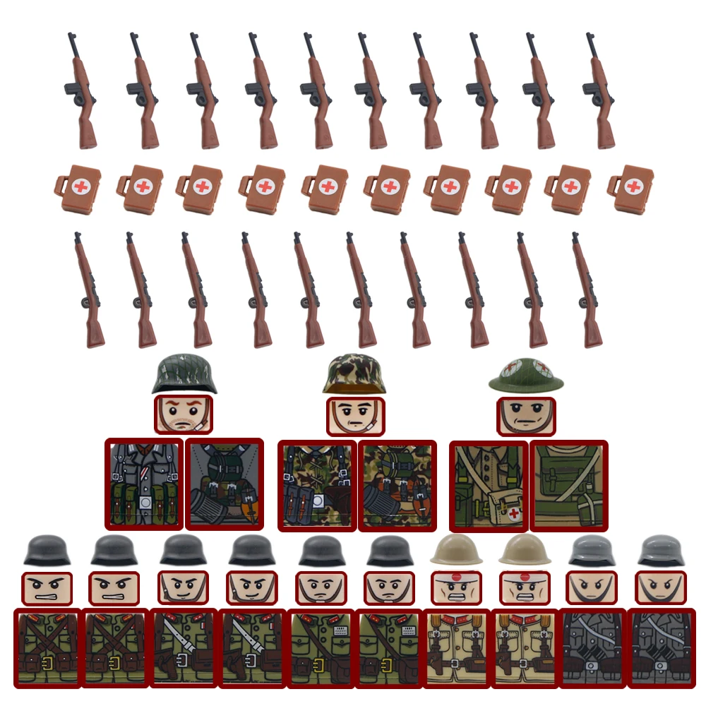 

Building Blocks Military WW2 German Weapon Gun Army Soldiers Accessories 98k Soviet Mini Bricks Toys For Children Christmas Gift