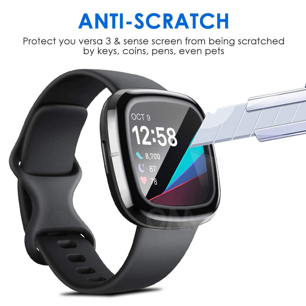 Screen Protector for Fitbit Versa 3 & Sense 3D Curved Edge Full Coverage Soft Protective Film for Fitbit Versa 3 (Not Glass)