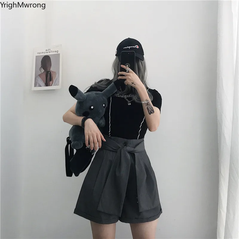 Sexy Patchwork Long Sleeve Shirt Pocket Button High Waist Short Summer Korean Women Slim Elegant Wide Bottom Tracksuit Jogger