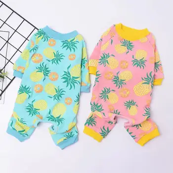 

Pineapple Dog Clothes Spring Autumn Pet Jumpsuit Pajamas For Medium Dogs Pug French Bulldog 4 Legs Coat Overalls Clothing Dog FB