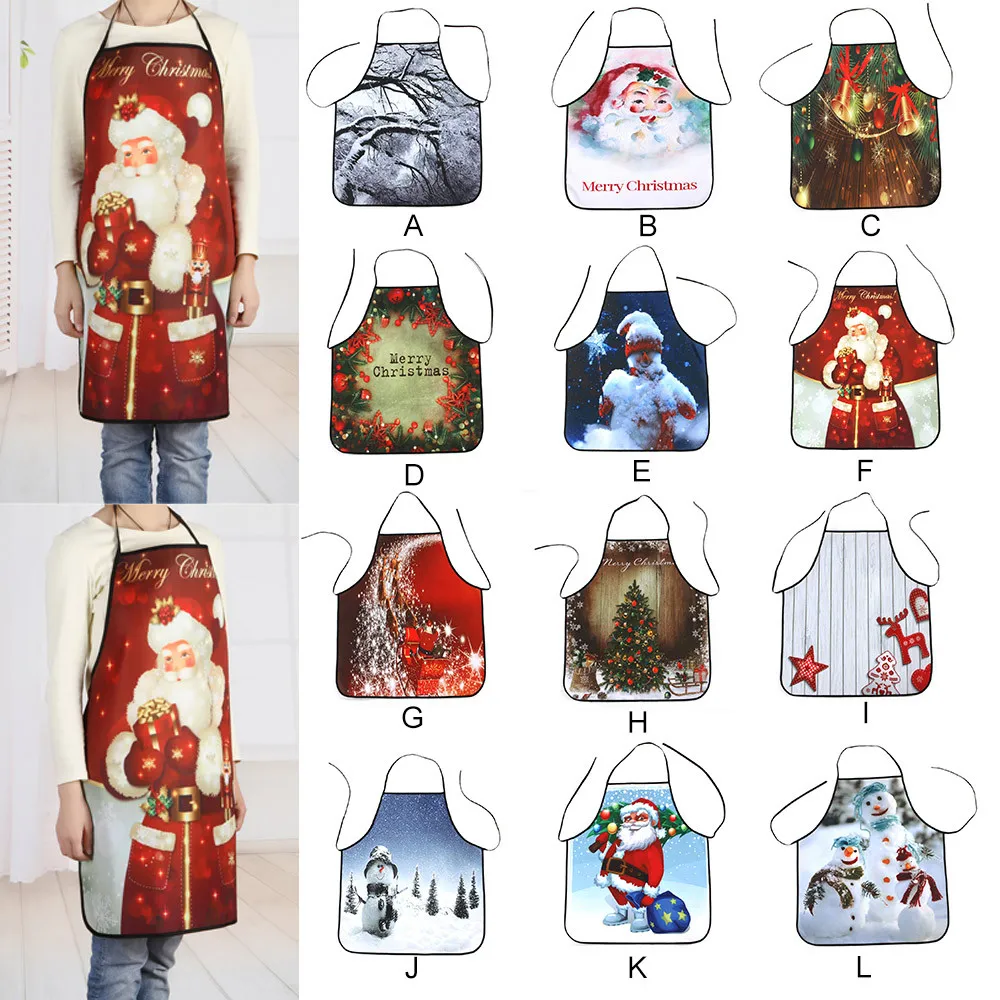 

Saingace Apron 2019 Merry Christmas Deco Waterproof Apron Kitchen Dinner Party Cute Snowman Festival Cooking Baking Apron #45