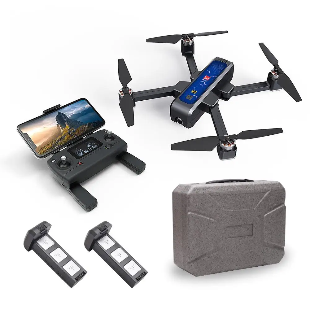 Дрон с дистанционным управлением 4K 5G WiF HD камера Квадрокоптер FPV складной четырехосевой Дрон с бесщеточным Мотором оптическое позиционирование потока - Цвет: blue suitcase two B