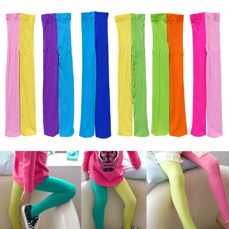 Kids Pantyhose Candy Color Mixed Tights for Girls 3-12Y
