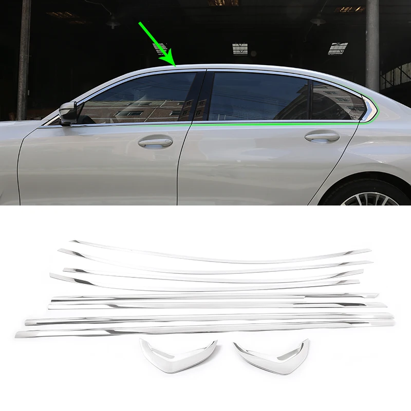 

10 Pcs Stainless Steel Car Window Molding Decoration Strip Cover Stickers For BMW 3 Series G20 G28 2020 Car Exterior Accessories