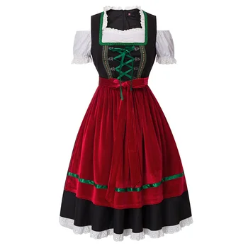 

Vintage Dresses Summer Women 3pcs Set German Bavarian Oktoberfest Costumes Club Cocktail Party Gothic Punk Knee Dress+Apron